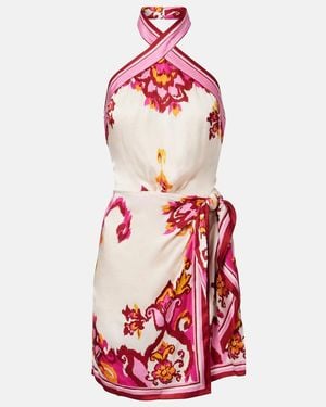 Poupette Manon Printed Satin Minidress - Red