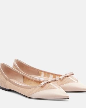 Jimmy Choo Love Mesh And Satin Ballet Flats - Pink