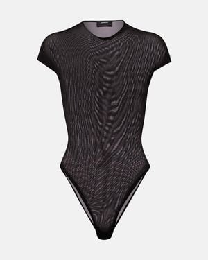 Wardrobe NYC Sheer Technical Bodysuit - Black