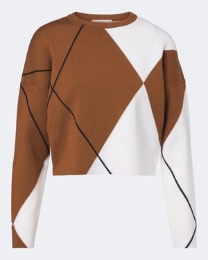 Max Mara Argyle Virgin Wool Jumper - Brown