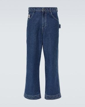 Bode Knolly Brook Embroidered Wide-Leg Jeans - Blue