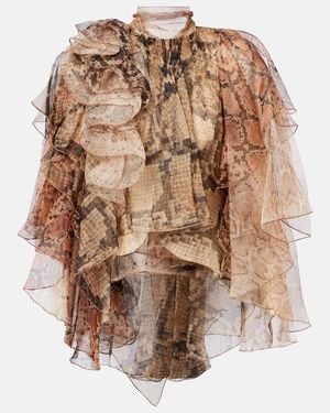 Zimmermann Memento Ruffled Silk Blouse - Brown