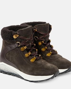 See By Chloé Wanderstiefel Brett Aus Veloursleder Mit Lammfell - Schwarz