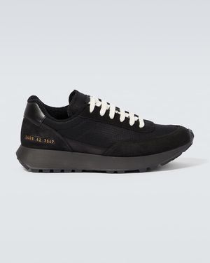Common Projects Track Classic Leather And Suede-trimmed Ripstop Trainers - Black