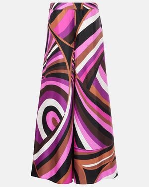 PUCCI Iride Printed Silk Twill Palazzo Trousers - Pink