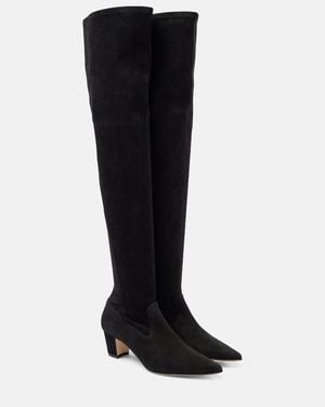 Manolo Blahnik Lupasca 55 Suede Over-The-Knee Boots - Black