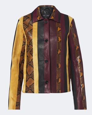 Proenza Schouler Sirine Snake-Effect Striped Leather Jacket - Brown