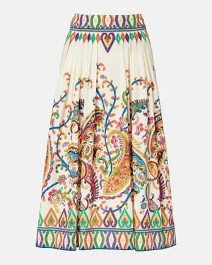 Etro Cotton Voile Jacquard Midi Skirt - White