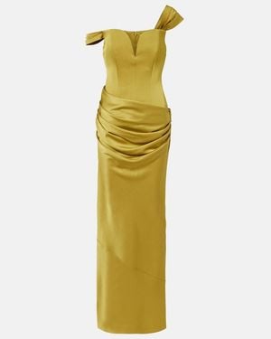 Alex Perry Vestido Bustier De Crepe De Saten Drapeado - Verde