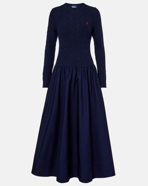 Polo Ralph Lauren Cotton And Wool-Blend Maxi Dress - Blue