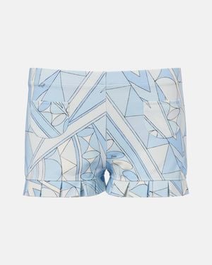 PUCCI Manuba Ruffled Jersey Shorts - Blue