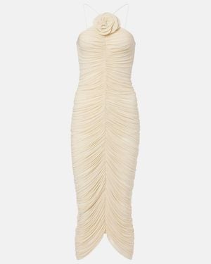 Magda Butrym Ruched Halterneck Midi Dress - Natural