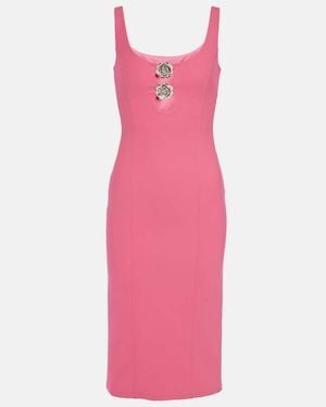Blumarine Embellished Cutout Jersey Midi Dress - Pink