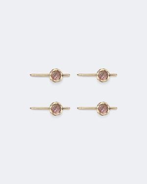 Octavia Elizabeth Nesting Gem Stone Set Of 4 18Kt Tuxedo Studs With Mother-Of-Pearls - White