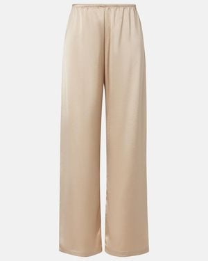 Leset Barb Mid-Rise Satin Wide-Leg Trousers - Natural
