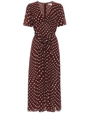 ALEXACHUNG Vivian Polka-dot Midi Dress - Brown