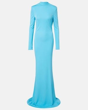Tom Ford Open-Back Crepe Jersey Gown - Blue
