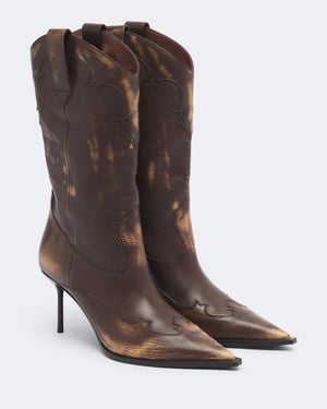 Paris Texas Lidia Leather Cowboy Boots - Brown