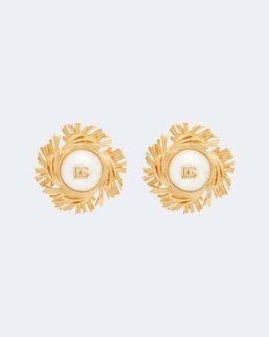 Dolce & Gabbana Pendientes De Clip Dg Adornados - Metálico