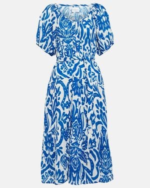 Velvet Madilyn Printed Cotton Midi Dress - Blue
