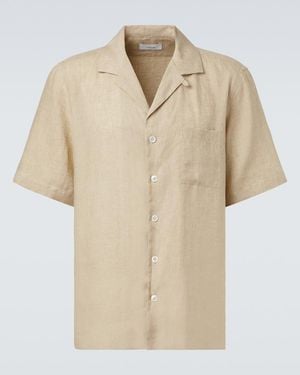 Lardini Linen Bowling Shirt - Natural