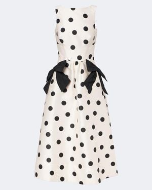 Rebecca Vallance Bow-Detail Polka-Dot Midi Dress - White