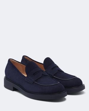 Gianvito Rossi Suede Penny Loafers - Blue