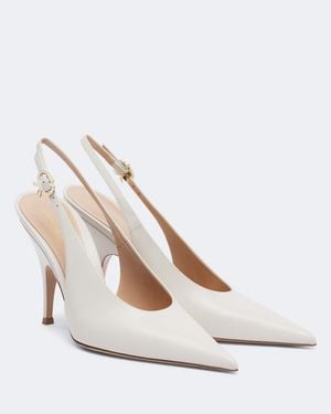 Gianvito Rossi Sofia Leather Slingback Court Shoes - White