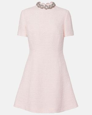 Valentino Embellished Tweed Minidress - Pink