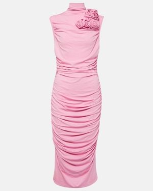 Magda Butrym Floral-Applique Jersey Midi Dress - Pink
