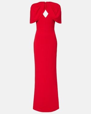Rebecca Vallance Cameron Caped Crepe Gown - Red