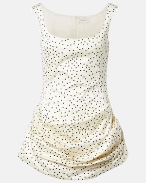 Magda Butrym Polka-Dot Ruched Cotton Minidress - Natural