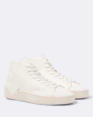 Prada High-Top Leather Sneakers - White