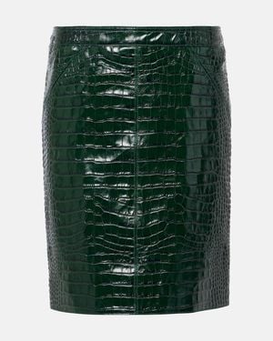 Tom Ford Croc-Effect Leather Miniskirt - Green