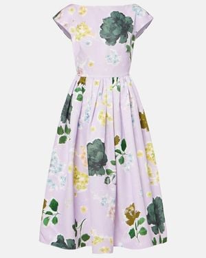 Erdem Floral Cotton-Blend Faille Midi Dress - White