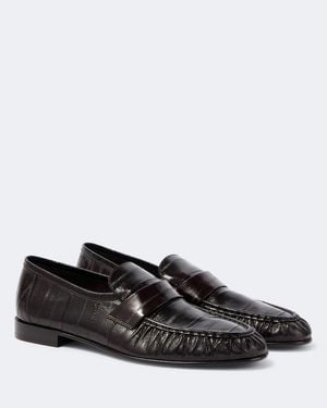 The Row Soft Eel Leather Loafers - Black