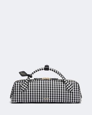 Alaïa Le Teckel Gingham Top-Handle Bag - White