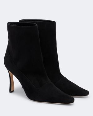 Manolo Blahnik Gostatu Suede Ankle Boots - Black
