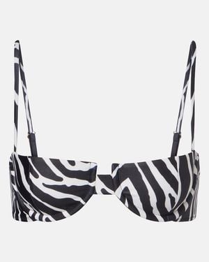 SAME Zebra-Print Bikini Top - Black