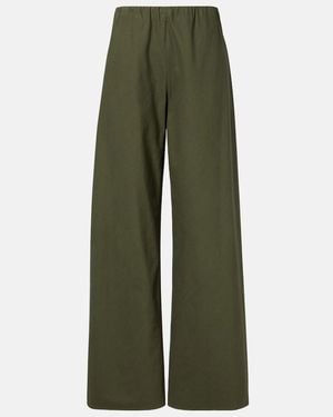 Vince Colette Cotton Twill Wide-Leg Trousers - Green