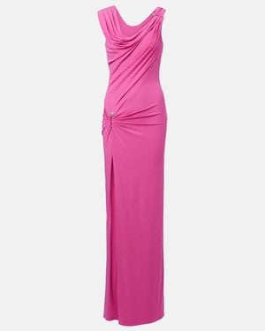Versace Dress With Decorative Safety Pin And Draping - Pink