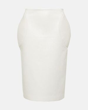 Alaïa Leather Pencil Skirt - White