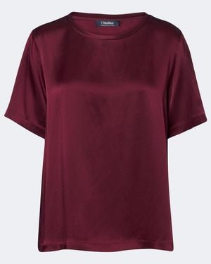 Max Mara T-Shirt Aus Satin - Rot