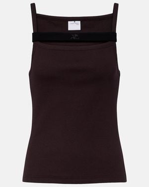 Courreges Ribbed-Knit Cotton Tank Top - Black
