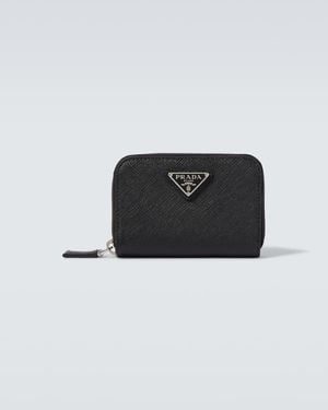 Prada Logo Saffiano Leather Coin Purse - Black