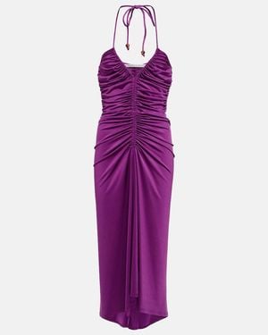 Veronica Beard Saskia Ruched Midi Dress - Purple