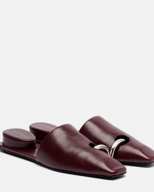 Tory Burch Pierced Leather Mules - Brown