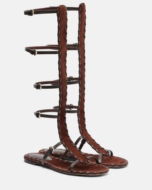 Gianvito Rossi Zaira Suede And Leather Gladiator Sandals - Brown