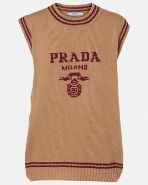 Prada Intarsia Ribbed Vest - Brown