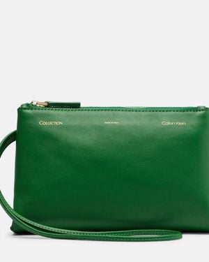 Calvin Klein Clutch Essential Case Mini De Piel - Verde